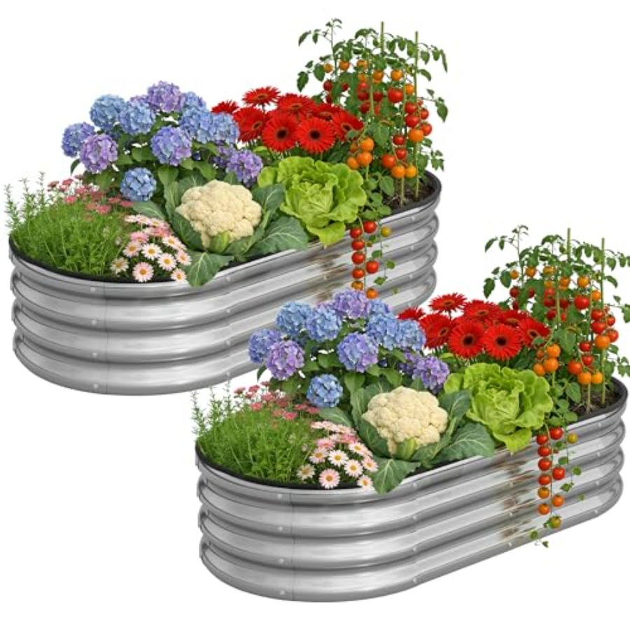 Oval Large Galvanized Metal Ra - đánh giá và giá Raised Garden Bed