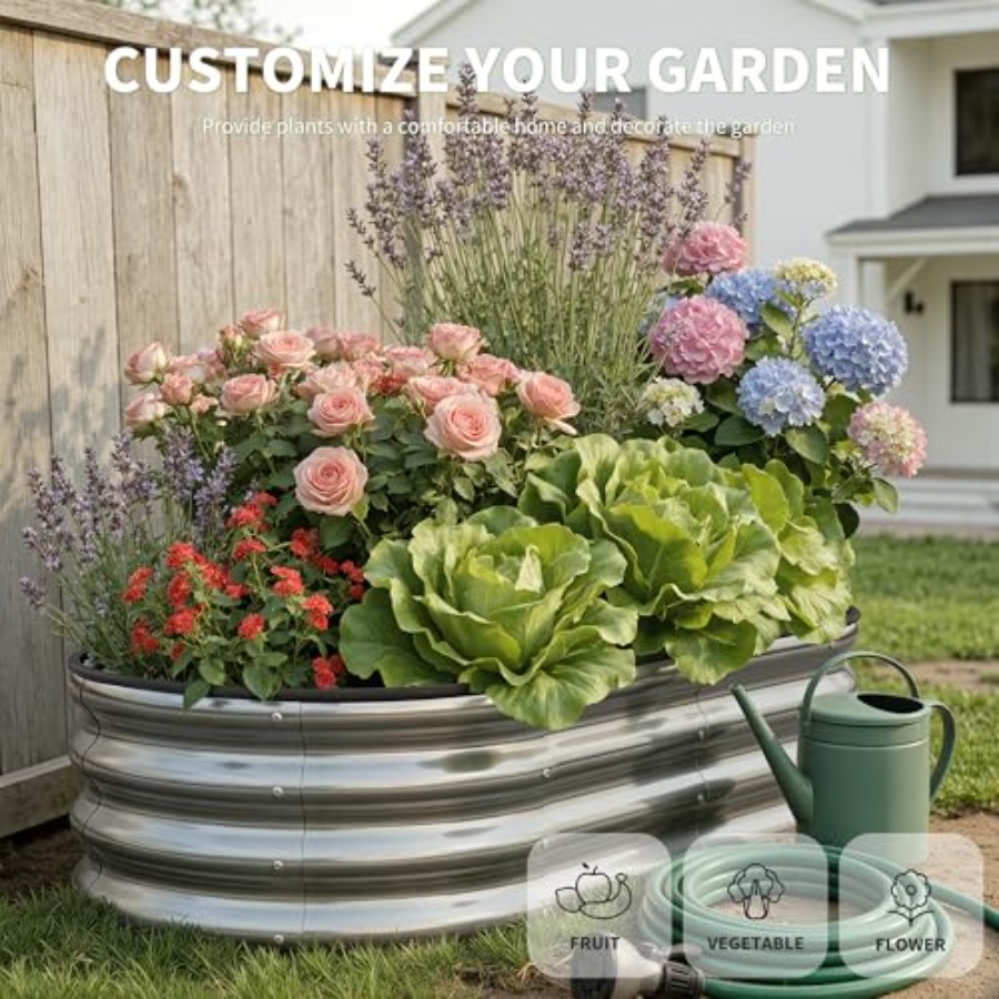Oval Large Galvanized Metal Ra - đánh giá và giá Raised Garden Bed